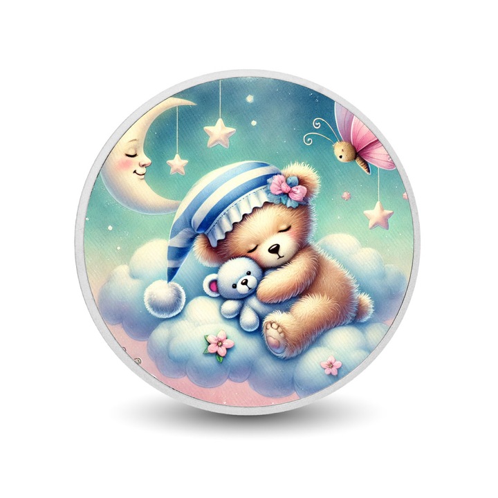 Moneda colorata din argint - A Cuddle Full of Love Blossom, Arverni Mint, cutie cadou, certificat de autenticitate