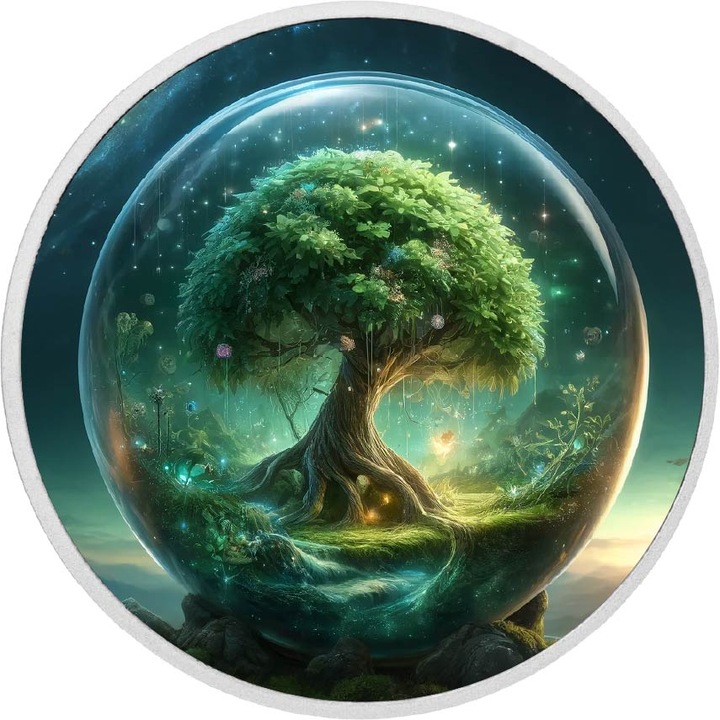 Moneda colorata din argint- Copacul Magic, seria Echilibrul Universului, 28g, cutie cadou