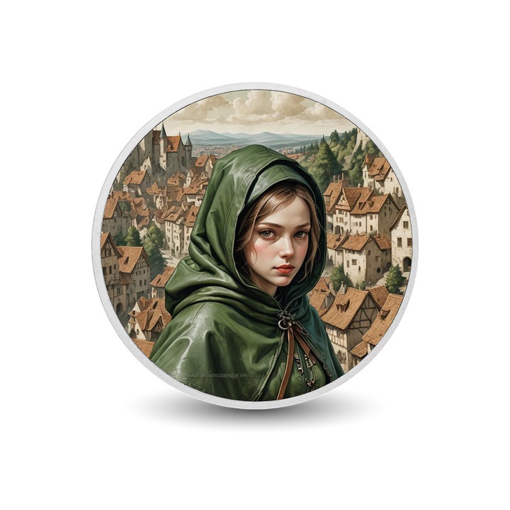 Moneda argint - Cronicile Gardienilor Învelite: Șoapta de Jad, Arverni Mint, editie limitata, cutie cadou