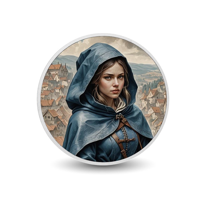 Moneda colorata din argint Chronicles of the Cloaked Guardians, cutie cadou, 300 exemplare disponibile - Arverni Mint