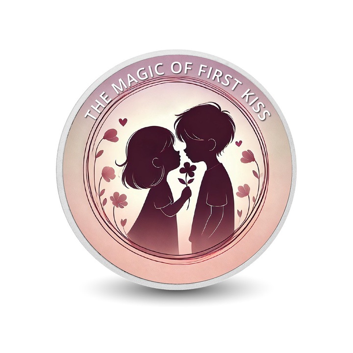 Moneda de argint colorata The Magic of First Kiss, Arverni Mint