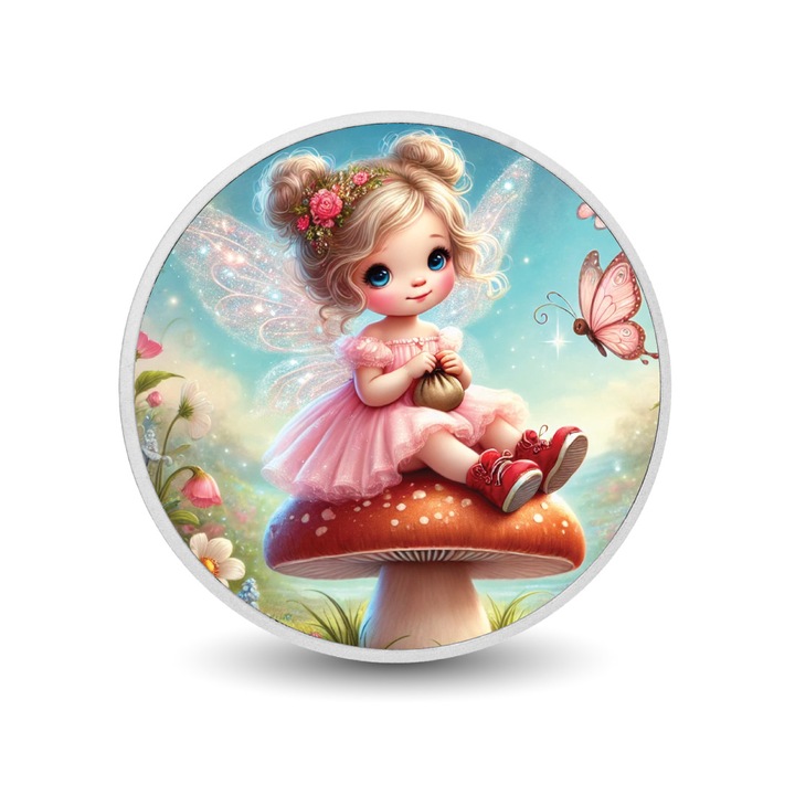 Moneda argint - Butterfly Wishes, multicolor, prezentare in cutie cadou - Arverni Mint