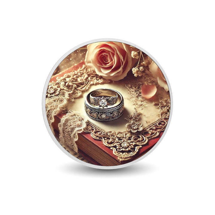 Moneda de colectie - Golden Promises, material argint, finisaj UV, cutie cadou, certificat de autenticitate