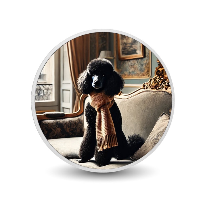 Moneda 1oz Poodle in Splendoare Pariziana, Arverni Mint, neagra, cu detalii luxoase