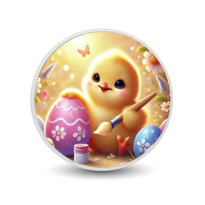 Moneda de colectie, Arverni Mint, Capodopera de Paste a Puiului, ilustratie vibranta, cutie cadou