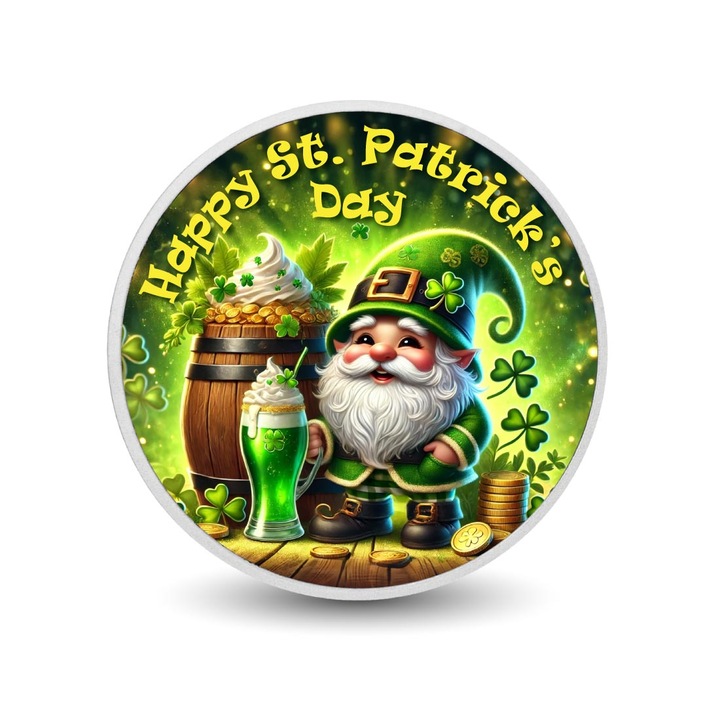 Moneda de colectie 1oz St. Patrick's Day, Arverni Mint, leprechaun vesel, argintie, prezentare in cutie cadou