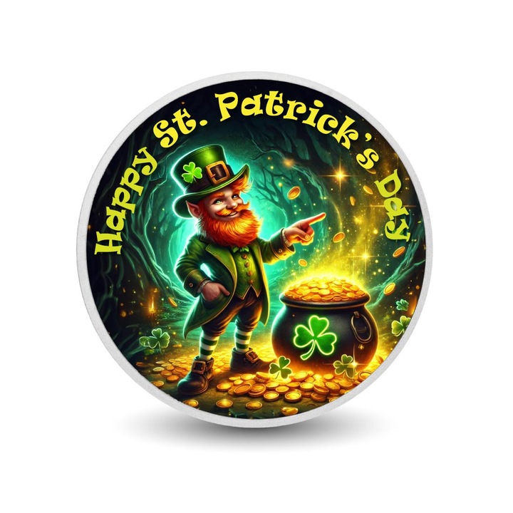 Moneda colorata Leprechaun's Treasure 1oz, set limitat 300 bucati, argintie, cu certificat de autenticitate