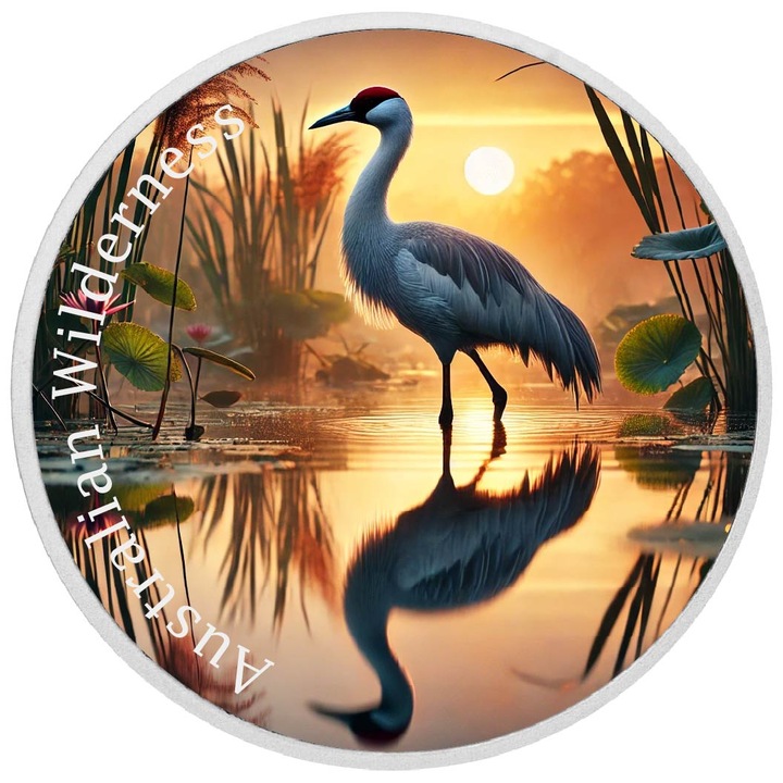 Moneda de argint 1oz Australian Wilderness - Brolga, prezentare in cutie cadou