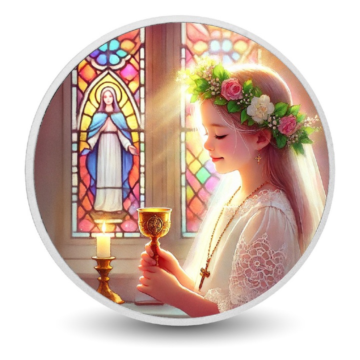 1 unciás Szent Pillanat ezüstérme, Arverni pénzverde, szent minta, többszínű