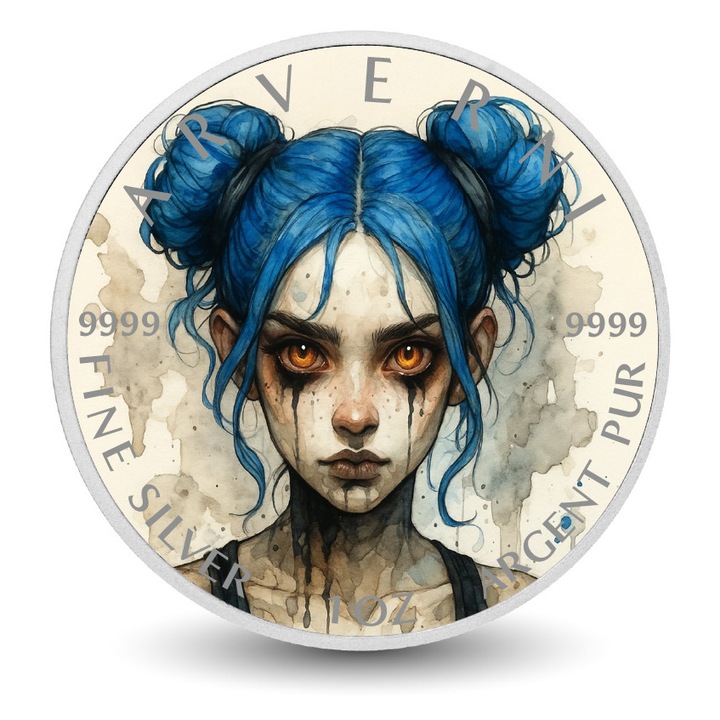 Gyűjtői érme Fury of Silver The Ember-Eyed Guardian, Arverni Pénzverde, 1 oz, finomezüst, lenyűgöző design, többszínű