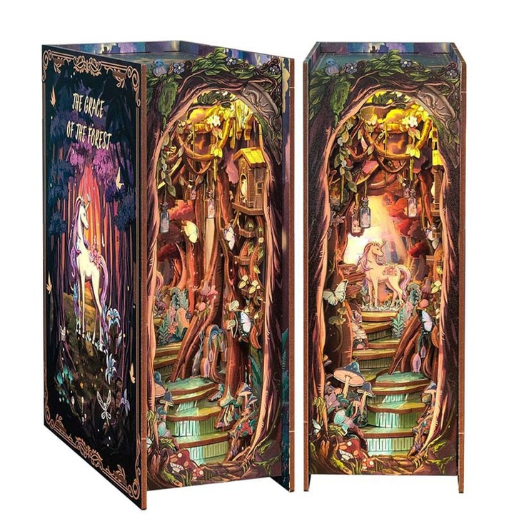 Миниатюрна къща Habarri „Направи си сам“ Приказен свят в гората, 89 елемента, 16x8x22 см, с LED осветление