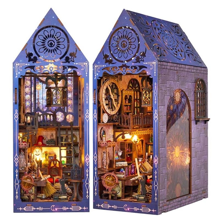 Миниатюрна къща „Направи си сам“ от Habarri, Институт по гадаене, 279 елемента, LED осветление, 18x12x30 см