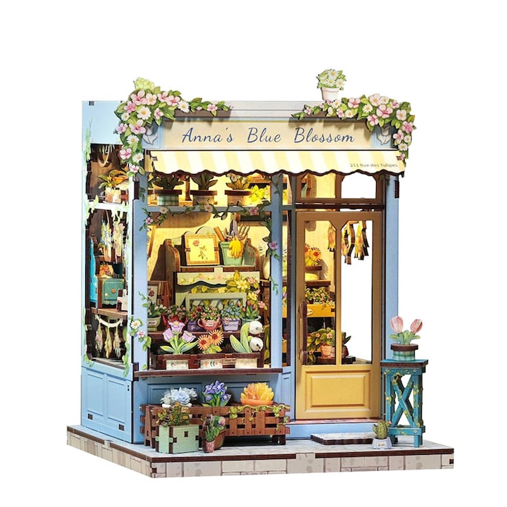 Miniaturowe domcior Book Nook, Kwiaty szczescia, 15.7x16.2x19.7cm, 255 елемента, 8+