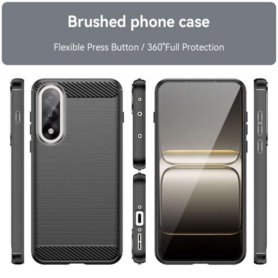 Husa pentru OnePlus Nord 5, SKYDDAR INNOVATION, Carbon Silicone, din Silicon Slim, cu textura Fibra Carbon, set cu sticker, Negru