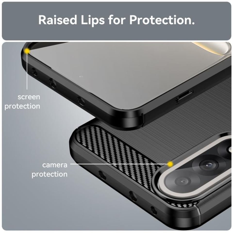 Husa pentru OnePlus Nord 5, SKYDDAR INNOVATION, Carbon Silicone, din Silicon Slim, cu textura Fibra Carbon, set cu sticker, Negru