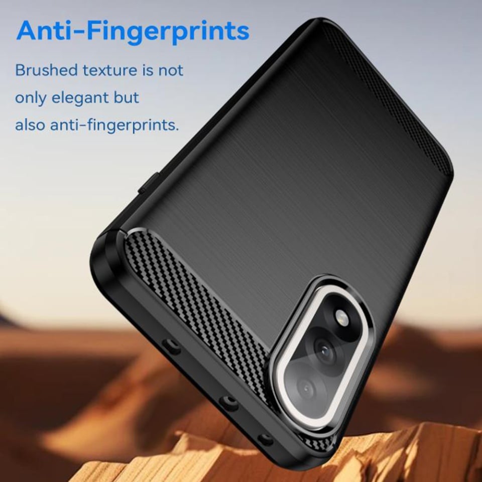 Husa pentru OnePlus Nord 5, SKYDDAR INNOVATION, Carbon Silicone, din Silicon Slim, cu textura Fibra Carbon, set cu sticker, Negru