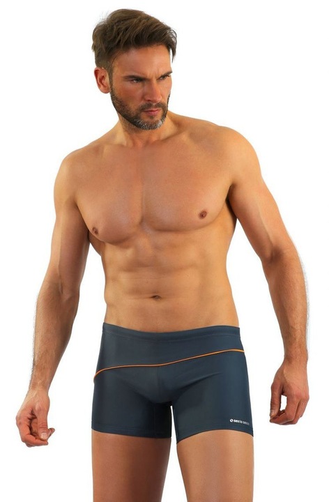 Boxeri de baie pentru barbati, Sesto Senso, gri-portocaliu, 80% poliamida, 20% elastan, 4XL INTL