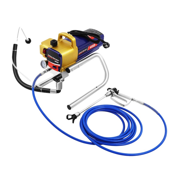 Pistol de vopsit Airless, eficienta ridicata, aplicatii versatile, albastru, 1500W, 3300 PSI