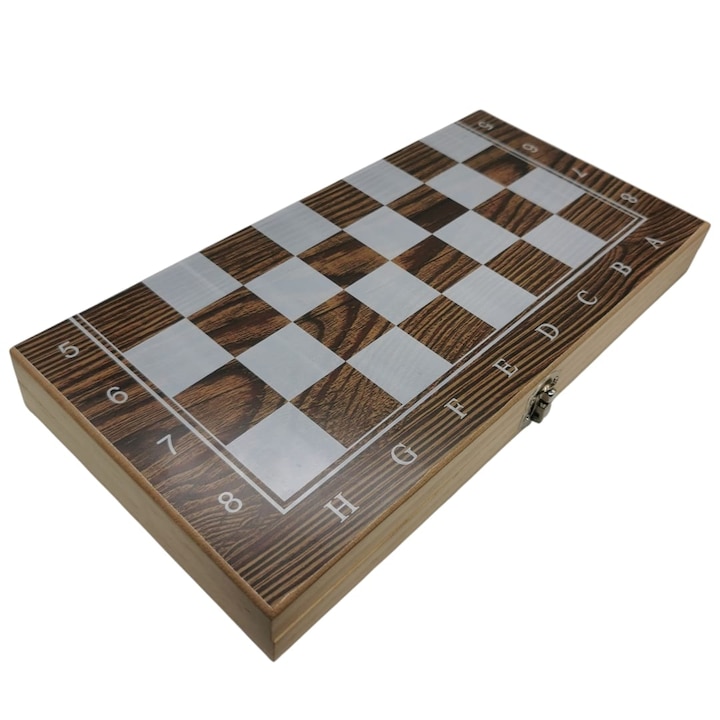 Joc de Sah, Table si Dame 3-in-1 Vision, Lemn, 24x24 cm