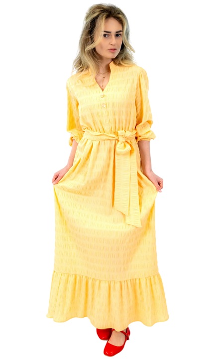 Rochie ILINKAS lunga din bumbac pentru vara, Portocaliu deschis