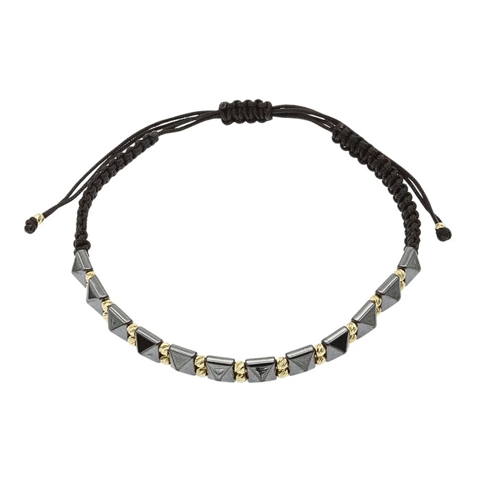 Bratara Aur 14k Snur si Hematit Patrat