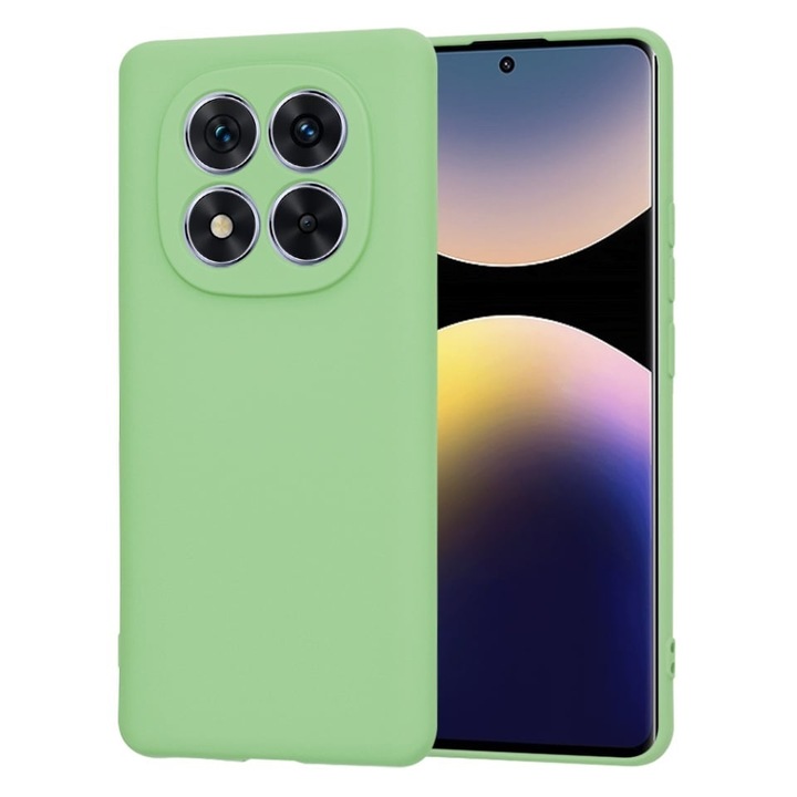 Husa pentru Xiaomi Redmi Note 14 Pro 5G / Poco X7, SKYDDAR INNOVATION, din Silicon Catifelat, SoftElegance, set cu sticker, Verde deschis