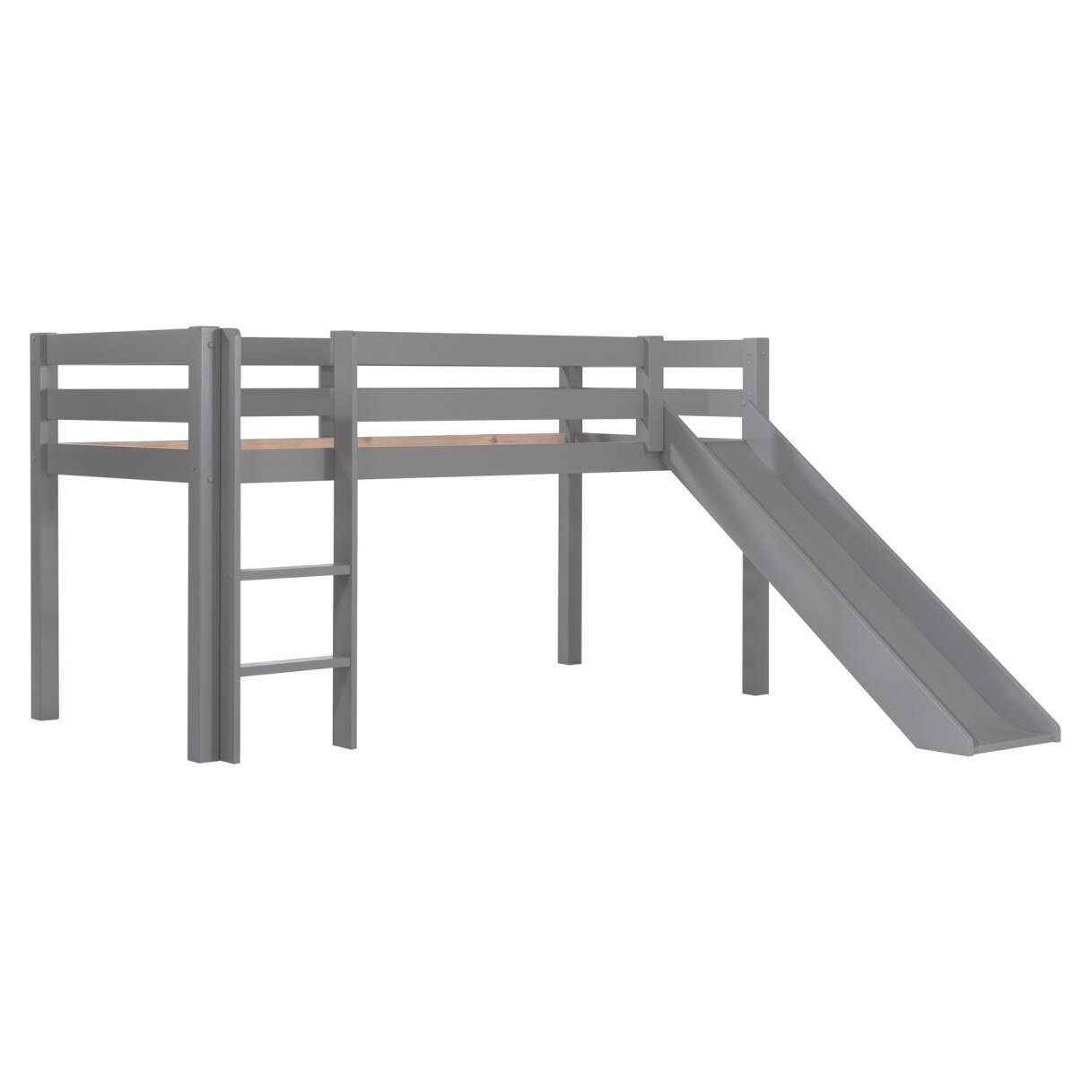 Pat semi-inalt Vipack cu tobogan, cortină și tunel, gri, 75kg - eMAG.ro