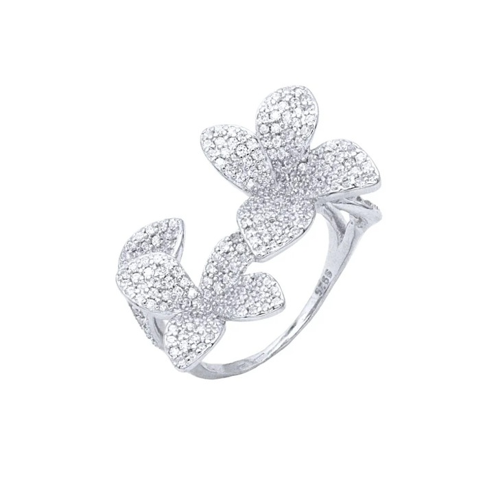 Inel Argint Flori cu Pietre Zirconia 20