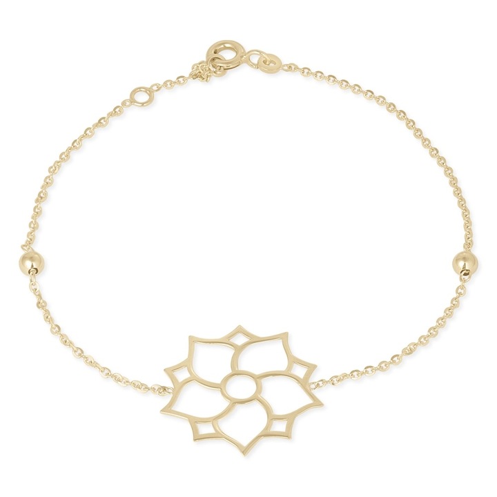 Bratara din Aur Galben de 14K cu Bile si Trandafir, Sandra Ferretti