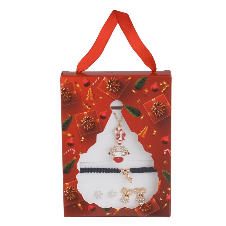 Set Cadou de Craciun cu Bratara Macrame Inel Colier & Cercei - 5buc