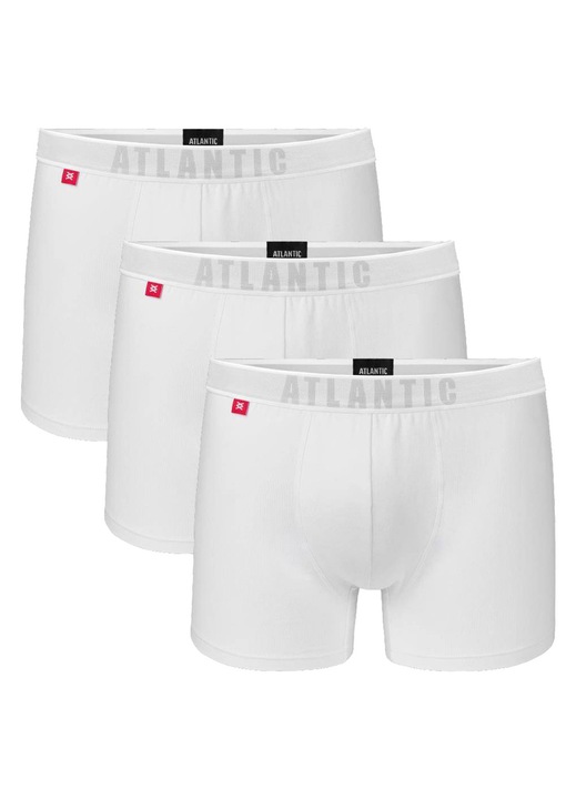 Pantaloni scurti boxer barbati Atlantic, alb, bumbac cu elastan