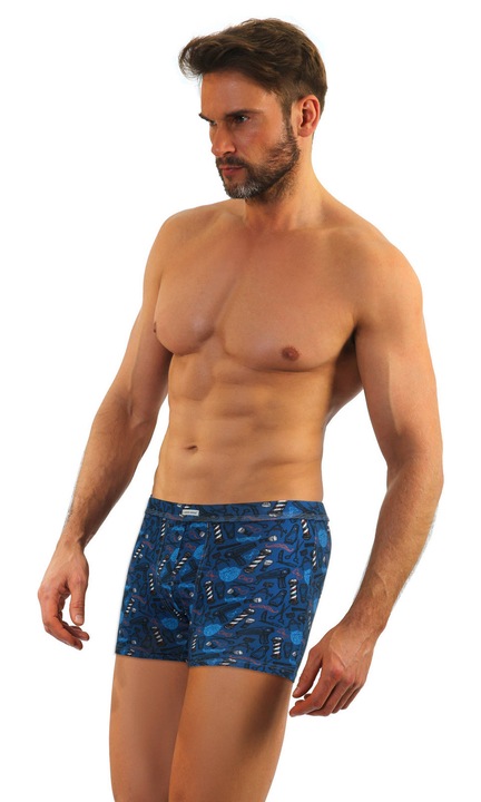 Boxeri barbatesti Funny 09 Sesto Senso, bumbac 95%, confortabili, Albastru/Bleumarin