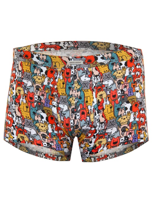 Boxeri barbatesti, Sesto Senso, Funny 10, bumbac/elastan, model cu catei. multicolor