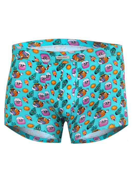 Boxeri barbatesti, Sesto Senso, Funny 10, bumbac/elastan, model tropical, albastru