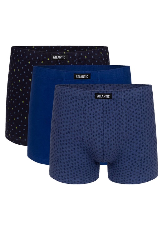 Set 3 perechi de boxeri barbatesti Atlantic, bumbac/elastan, bleumarin/albastru