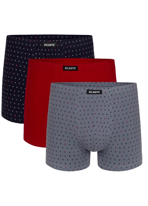Set 3 perechi de boxeri, Atlantic, bumbac/elastan, multicolor