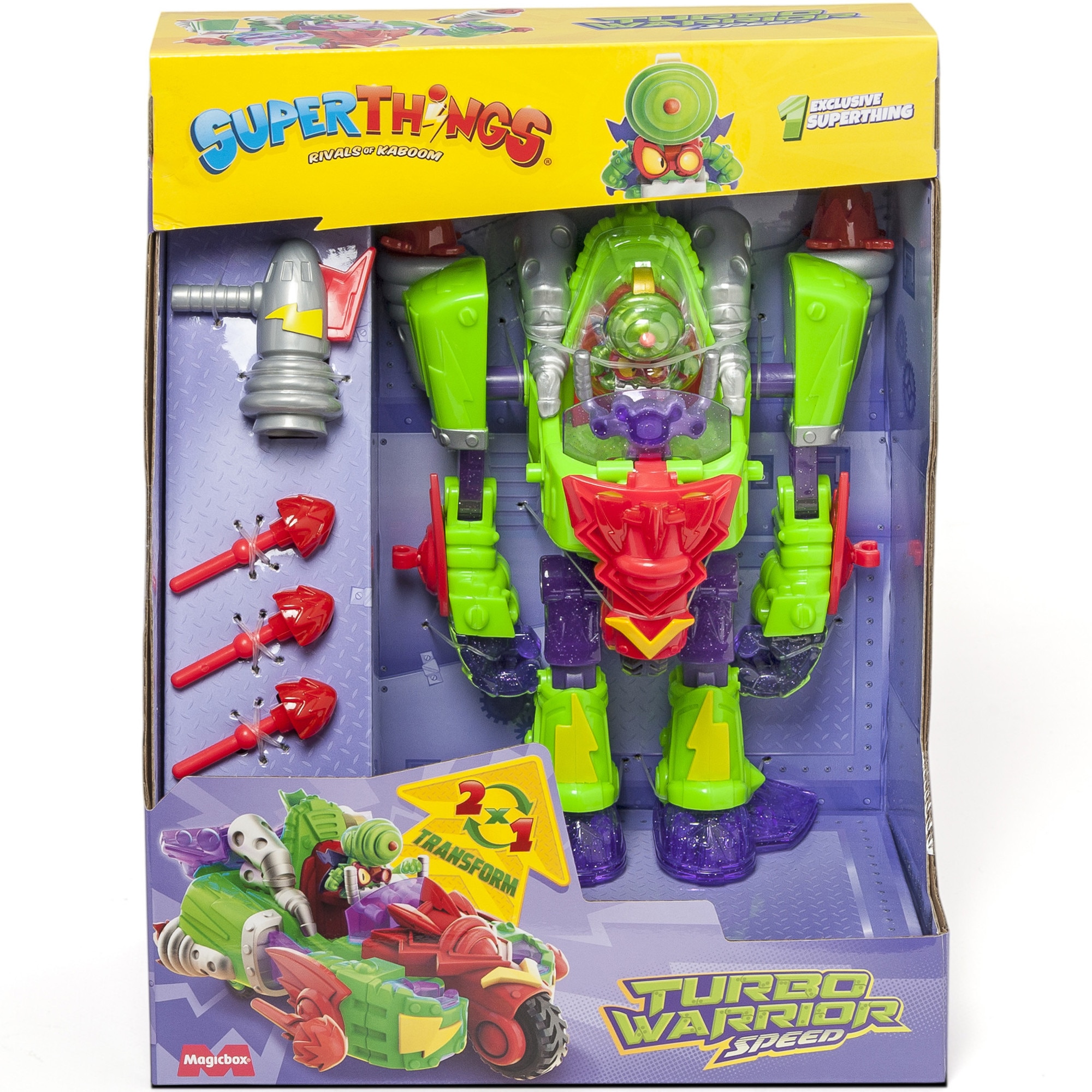 Set de joaca 2 in 1 SuperThings - Robot si masinuta, Turbo Warrior Speed
