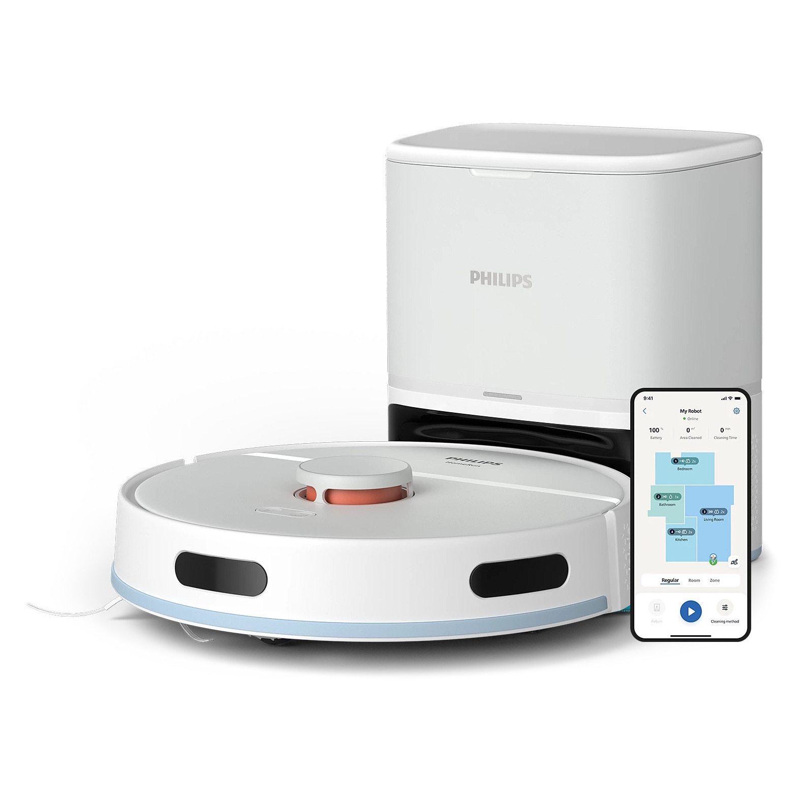 Aspirator robotizat si mop Philips XU2100/25 Homerun 2000 Aqua cu statie de andocare si golire