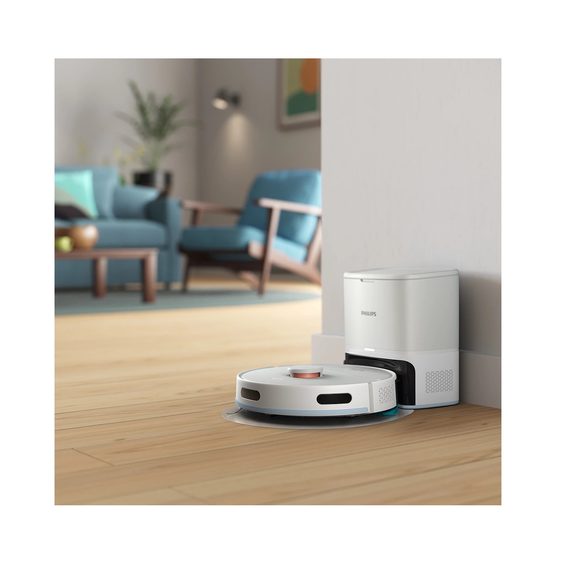 Aspirator robotizat si mop Philips XU2100/25 Homerun 2000 Aqua cu statie de andocare si golire