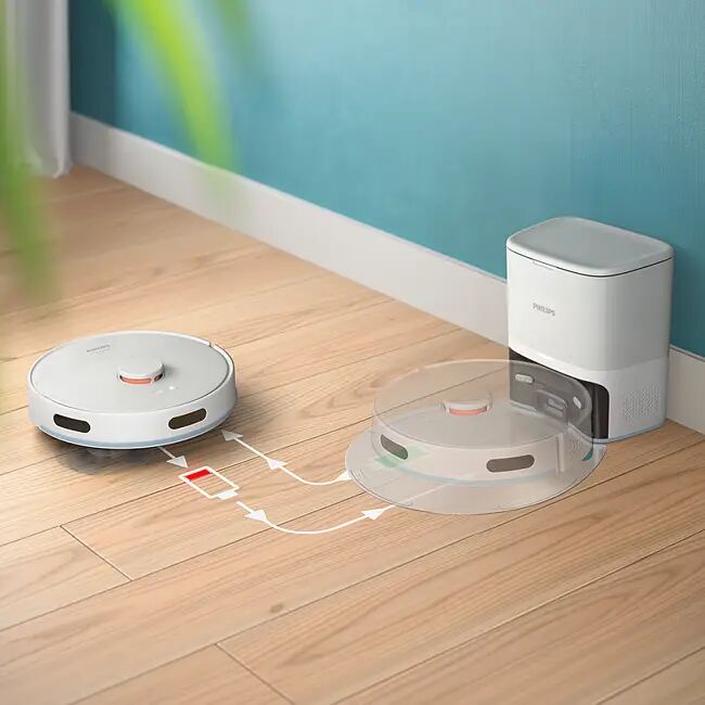 Aspirator robotizat si mop Philips XU2100/25 Homerun 2000 Aqua cu statie de andocare si golire