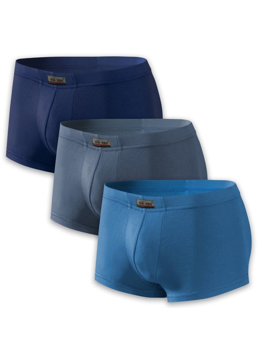 Set 3 perechi de boxeri Sesto Senso BM06, micromodal/elastan, Gri/Albastru