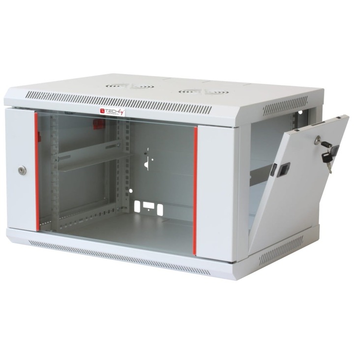 Dulap rack 19" 9U 600x450x500, montare pe perete, metalic, gri RAL 7035, asamblat, Techly Professional, I-CASEEWT-2409G