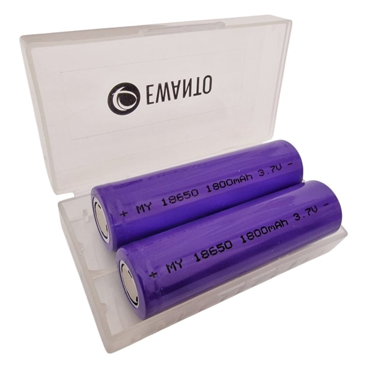 Set 2 acumulatori 18650 plat, 1800 mAh, 3.7V, Li-Ion
