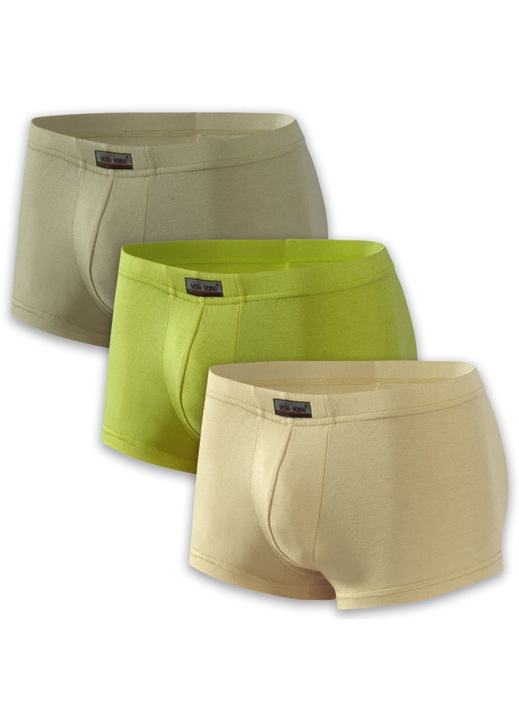 Set 3 perechi de boxeri Sesto Senso BM06, micromodal/elastan, bej/verde