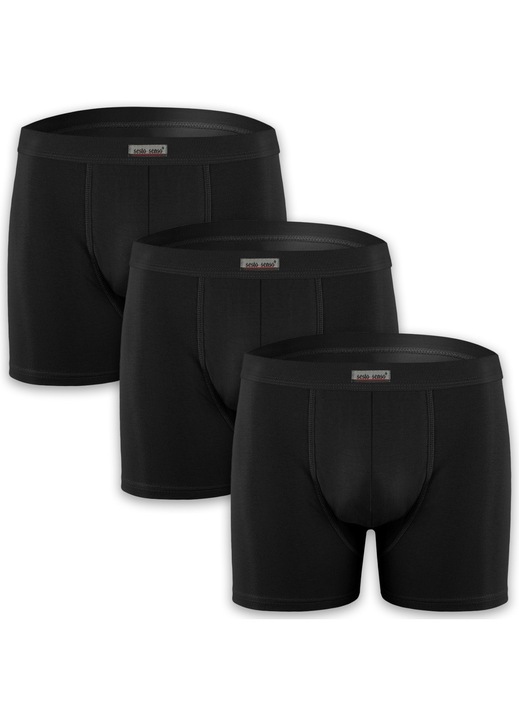 Set 3 perechi de boxeri Sesto Senso BM03, bumbac/elastan, negru