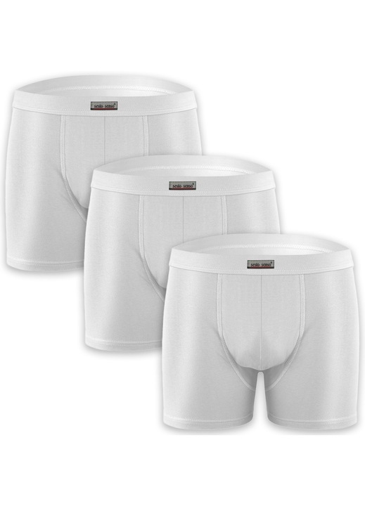 Set 3 perechi de boxeri Sesto Senso BM03, bumbac/elastan, Alb