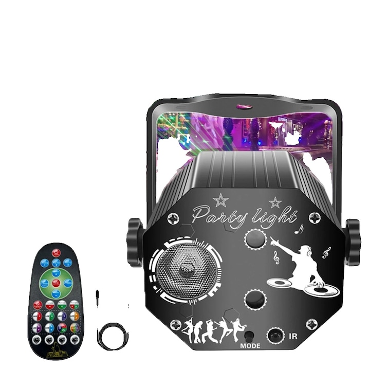 Proiector laser DJ Disco, modele multicolore, negru, 10m