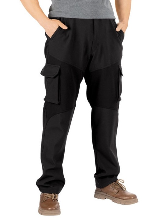 Pantaloni largi de drumetii pentru barbati, 4 buzunare, negri, Negru