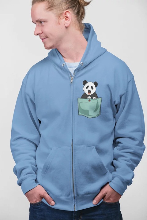 Hanorac unisex D&B ZIPPO00024 Panda Albastru Deschis - Mărimea 3XL
