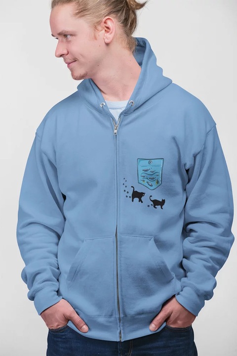 Hanorac unisex D&B ZIPPO00003 Aquarium Blue Light - Mărimea XL